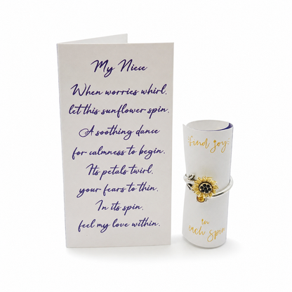 Gold-Plated Sunflower Spinner Ring - Stress Relief Fidget Jewelry for Self-Care, Friends, and Loved Ones