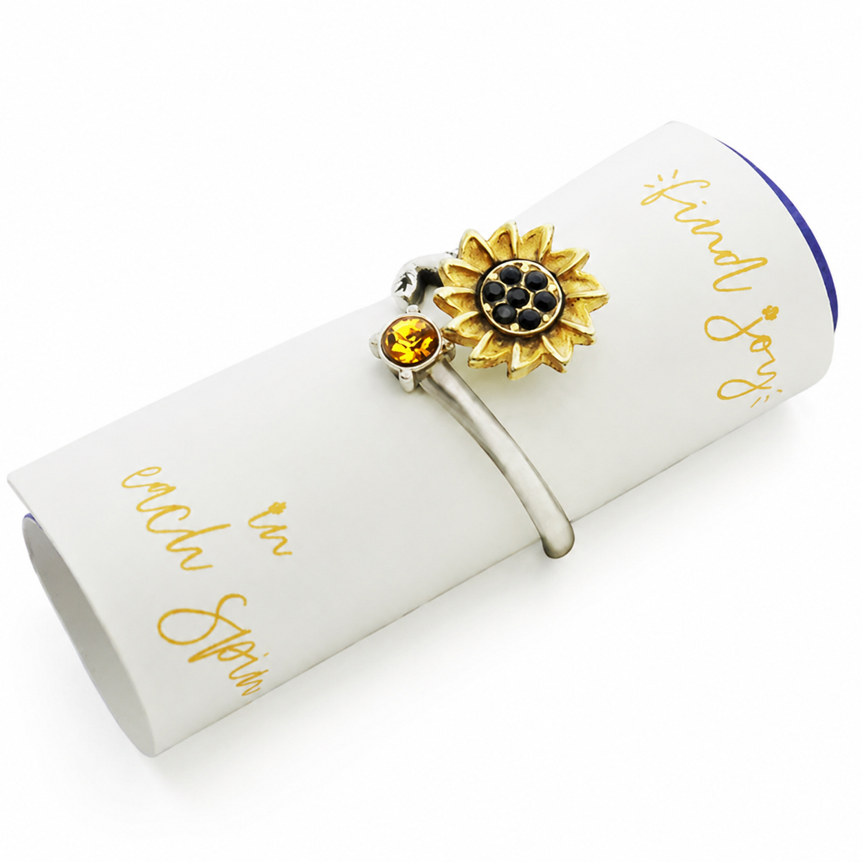 Gold-Plated Sunflower Spinner Ring - Stress Relief Fidget Jewelry for Self-Care, Friends, and Loved Ones