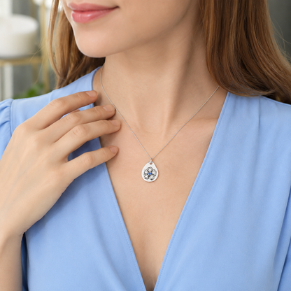 Milan Birthstone Necklaces Collection by Samahdee, Rings, Earrings: Handmade Flower Pendant with Colored Crystal - Gift for Mom, Daughter, BFF, Sister, Granddaughter, Niece