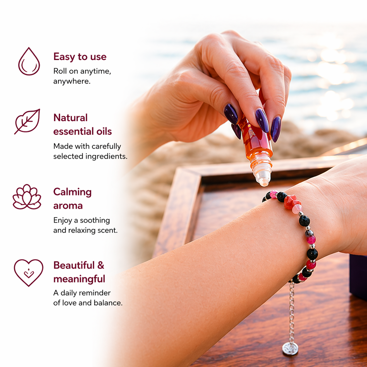 Scentual Stones Collection by Samahdee: Beaded Bracelets with Amethyst, Rose Quartz, Citrine & Organic Essential Oils for Tranquility, Love, and Prosperity - Aromatherapy Diffuser Jewelry for Men & Women