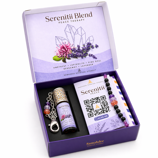 Scentual Stones Collection by Samahdee: Beaded Bracelets with Amethyst, Rose Quartz, Citrine & Organic Essential Oils for Tranquility, Love, and Prosperity - Aromatherapy Diffuser Jewelry for Men & Women