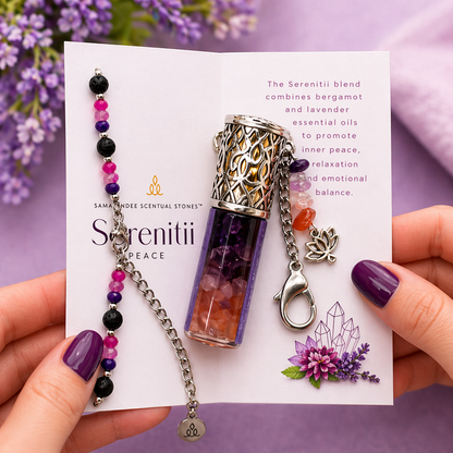 Scentual Stones Collection by Samahdee: Beaded Bracelets with Amethyst, Rose Quartz, Citrine & Organic Essential Oils for Tranquility, Love, and Prosperity - Aromatherapy Diffuser Jewelry for Men & Women
