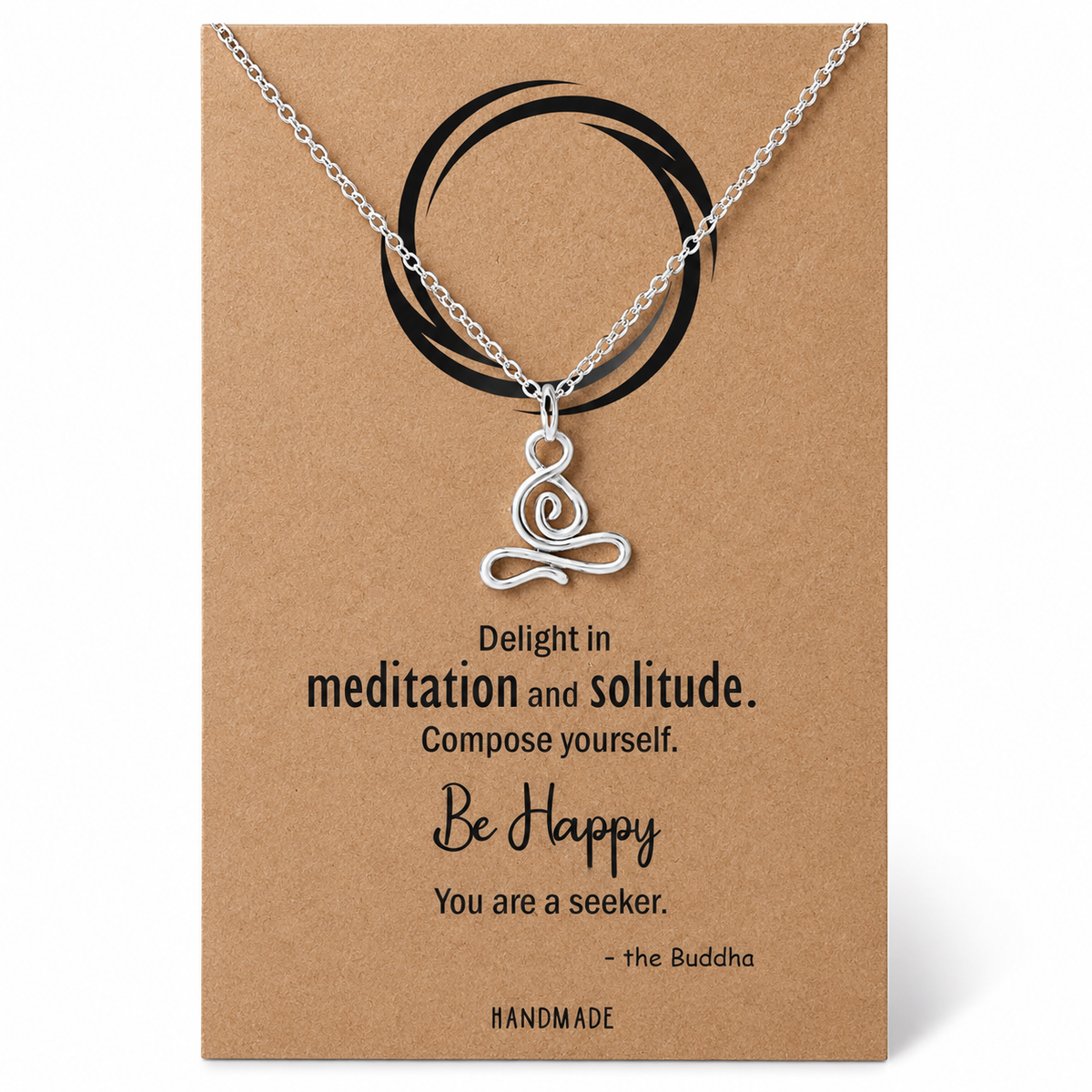 Asana Lotus Yoga Buddha Necklace with Inspirational Quote Card, Yoga Hindu Spiritual Amulet Jewelry, Gifts for Women