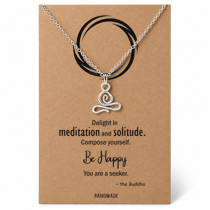 Asana Lotus Yoga Buddha Necklace with Inspirational Quote Card, Yoga Hindu Spiritual Amulet Jewelry, Gifts for Women