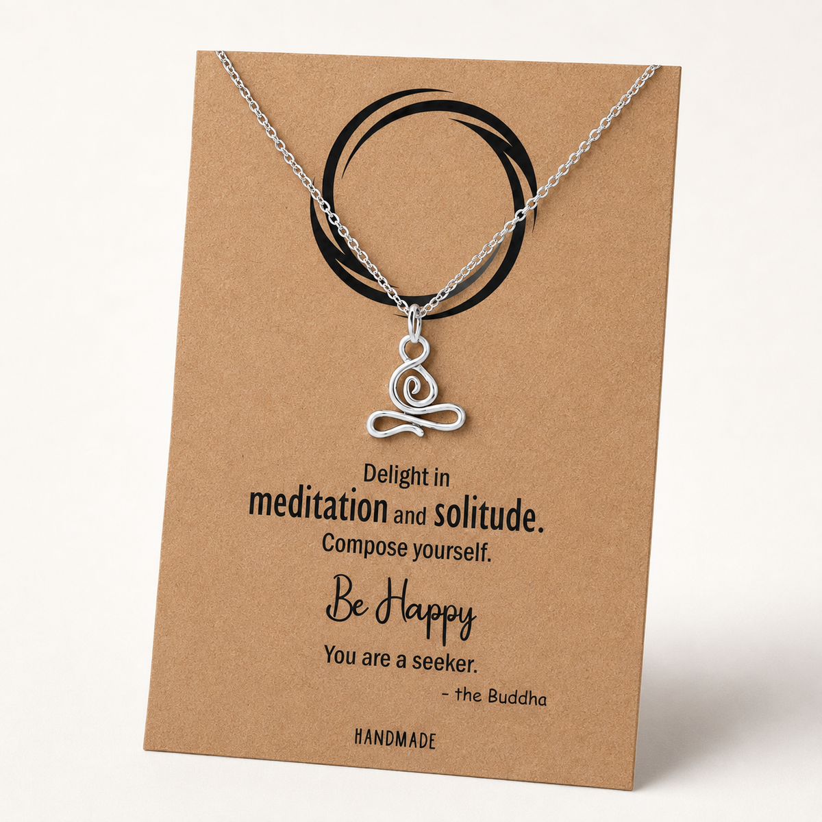 Asana Lotus Yoga Buddha Necklace with Inspirational Quote Card, Yoga Hindu Spiritual Amulet Jewelry, Gifts for Women
