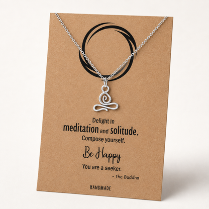 Asana Lotus Yoga Buddha Necklace with Inspirational Quote Card, Yoga Hindu Spiritual Amulet Jewelry, Gifts for Women