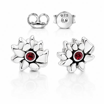 Milan Birthstone Necklaces Collection by Samahdee, Rings, Earrings: Handmade Flower Pendant with Colored Crystal - Gift for Mom, Daughter, BFF, Sister, Granddaughter, Niece