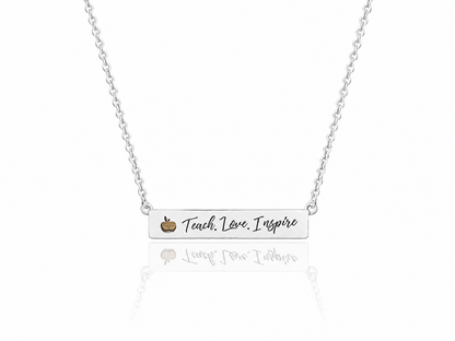 Summer Engraved Bar Necklace, Gifts for Teacher Appreciation, comes with Inspirational Quote