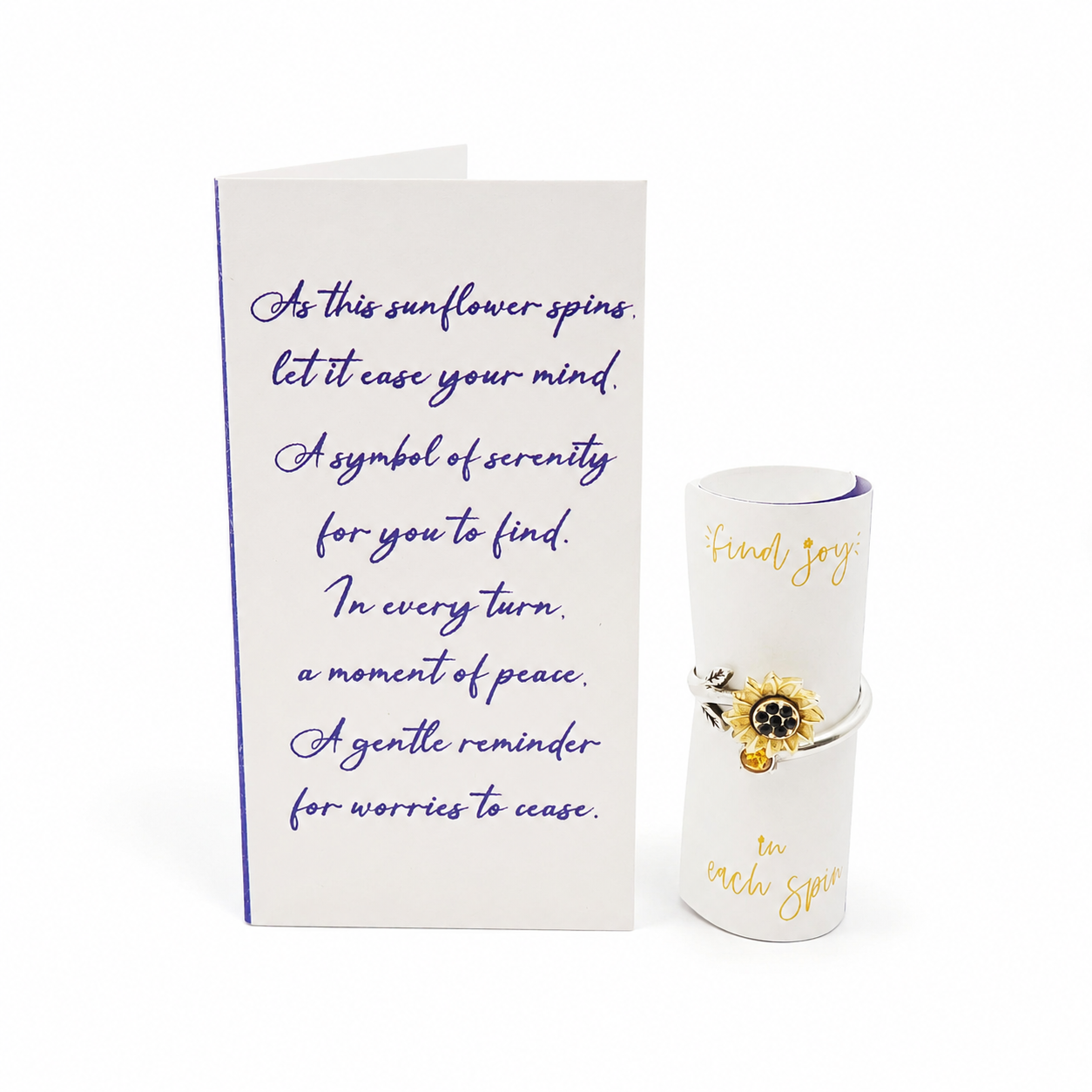 Gold-Plated Sunflower Spinner Ring - Stress Relief Fidget Jewelry for Self-Care, Friends, and Loved Ones