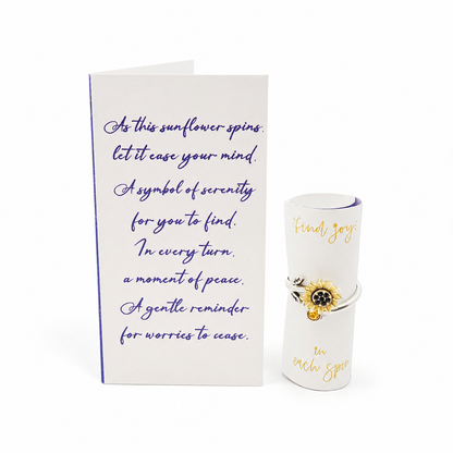Gold-Plated Sunflower Spinner Ring - Stress Relief Fidget Jewelry for Self-Care, Friends, and Loved Ones