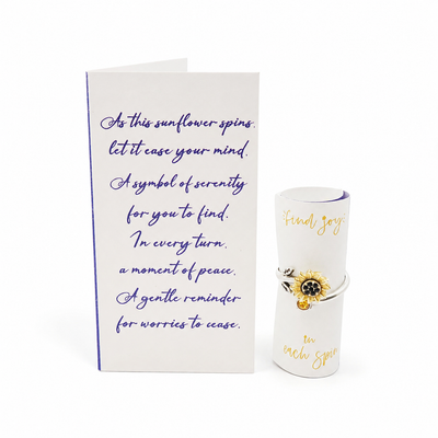 Gold-Plated Sunflower Spinner Ring - Stress Relief Fidget Jewelry for Self-Care, Friends, and Loved Ones
