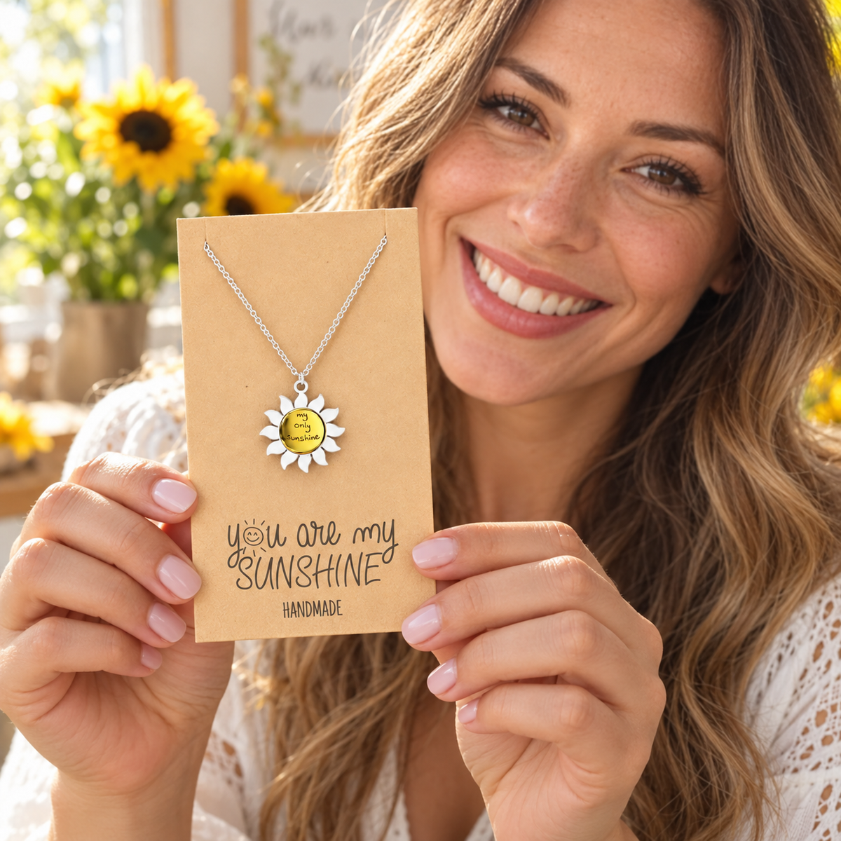 Finley You are My Only Sunshine Necklace for Women, Best Friend Gifts and Greeting Card