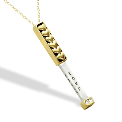 Liora Teach Love Inspire Bar Pendant Necklace with Crystal, Handmade Teacher Appreciation Gifts for Women with Inspirational Greeting Card, Silver-Tone