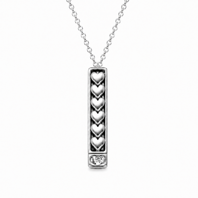 Liora Teach Love Inspire Bar Pendant Necklace with Crystal, Handmade Teacher Appreciation Gifts for Women with Inspirational Greeting Card, Silver-Tone