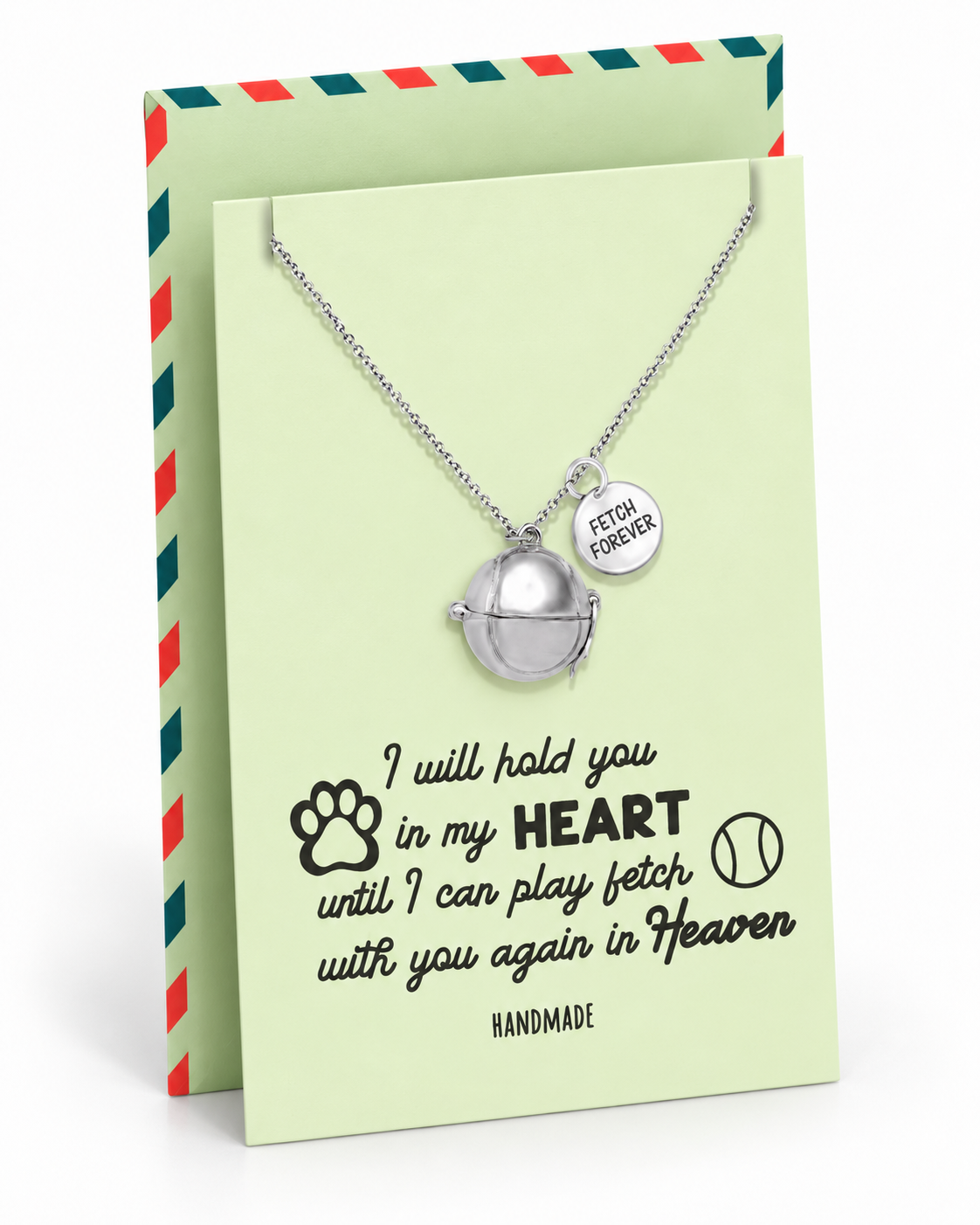 Catalina Tennis Ball Cremation Ash Holder Pendant Necklace, 100% Handmade - Silver Tone