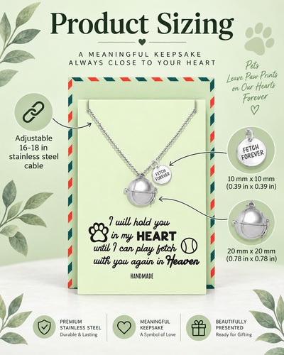 Catalina Tennis Ball Cremation Ash Holder Pendant Necklace, 100% Handmade - Silver Tone