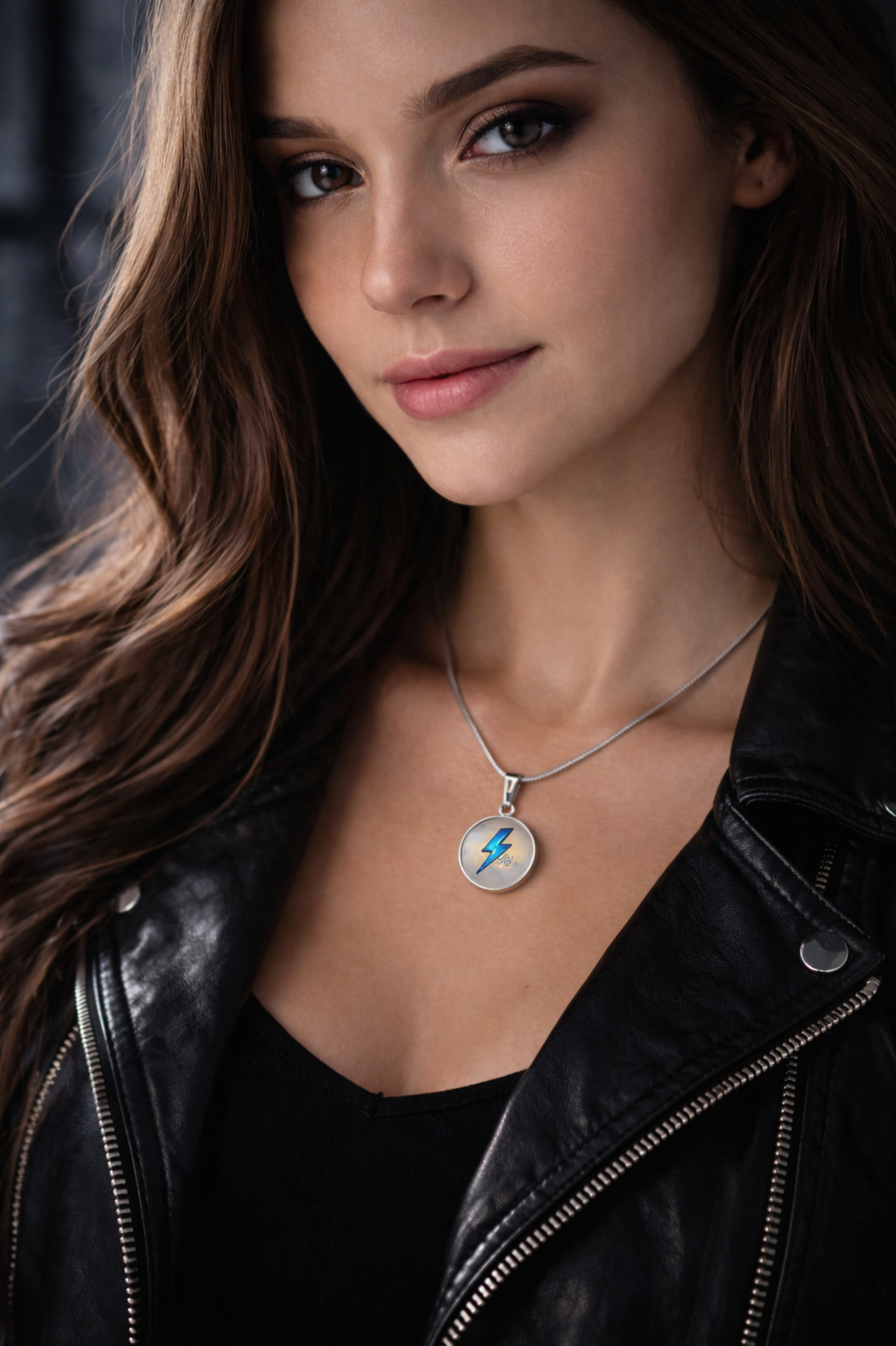Lightning Bolt Thunder Necklace – Luxury Graphic Circle Pendant, Flash Thunderbolt Charm, Strength & Power Necklace for Her