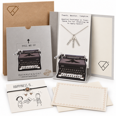 Quinnlyn & Co. 3 Bars Pendant Necklace, Teacher's Day Appreciation Gifts with Inspirational Quote on Greeting Card