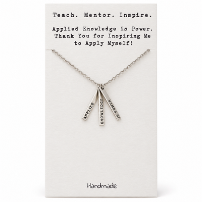 Quinnlyn & Co. 3 Bars Pendant Necklace, Teacher's Day Appreciation Gifts with Inspirational Quote on Greeting Card
