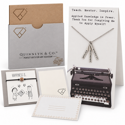 Quinnlyn & Co. 3 Bars Pendant Necklace, Teacher's Day Appreciation Gifts with Inspirational Quote on Greeting Card