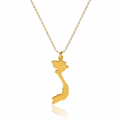 Bithiah Vietnamese Pho Sho Pendant Necklace Gold Tone with Handmade Inspirational Greeting Card
