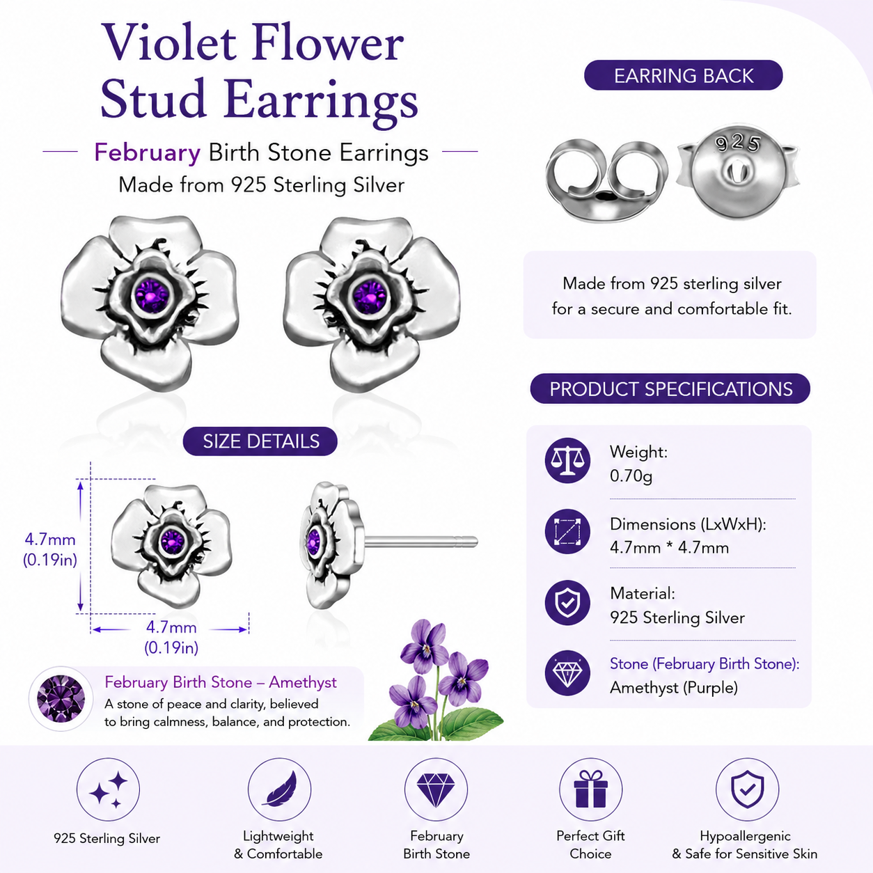Milan Birthstone Necklaces Collection by Samahdee, Rings, Earrings: Handmade Flower Pendant with Colored Crystal - Gift for Mom, Daughter, BFF, Sister, Granddaughter, Niece