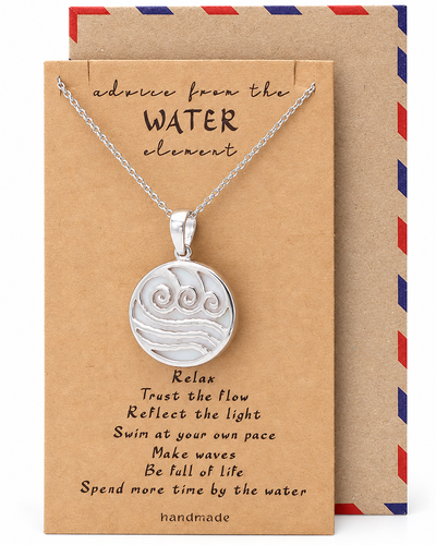 Kaimana Waves Beach Necklace, Gifts for Surfer with Handmade Inspirational Greeting Card