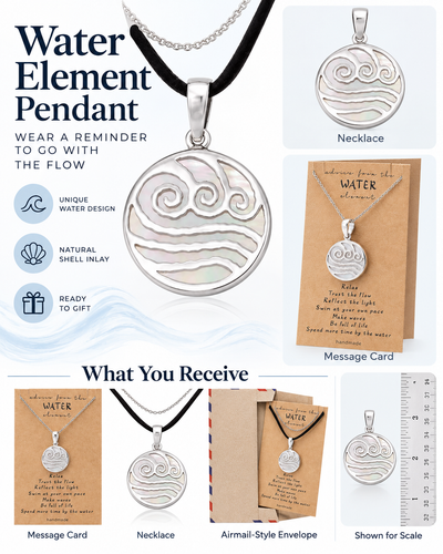 Kaimana Waves Beach Necklace, Gifts for Surfer with Handmade Inspirational Greeting Card