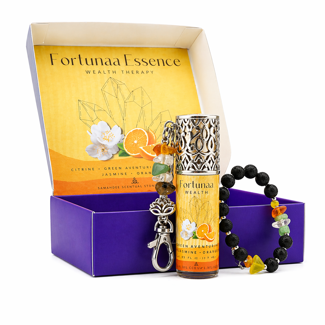Scentual Stones Collection by Samahdee: Beaded Bracelets with Amethyst, Rose Quartz, Citrine & Organic Essential Oils for Tranquility, Love, and Prosperity - Aromatherapy Diffuser Jewelry for Men & Women