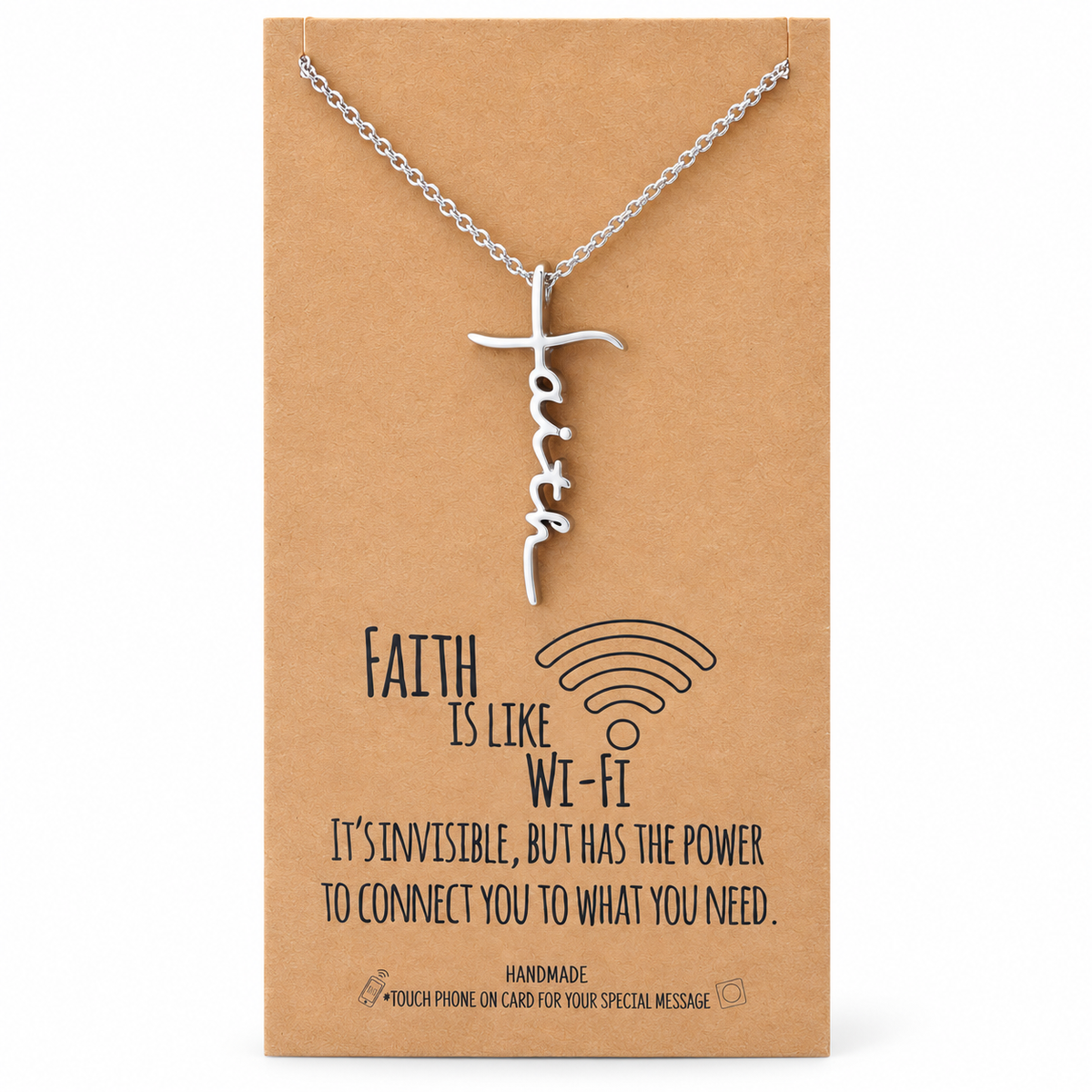 Judy Faith Cross Pendant Necklace, Gifts for Women with Inspirational Quote on Greeting Card