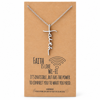 Judy Faith Cross Pendant Necklace, Gifts for Women with Inspirational Quote on Greeting Card