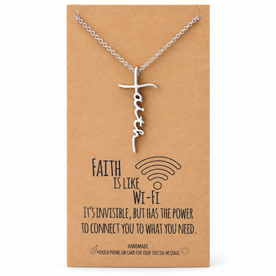 Judy Faith Cross Pendant Necklace, Gifts for Women with Inspirational Quote on Greeting Card