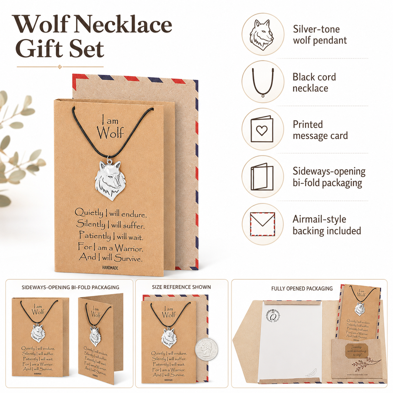 Malen Wolf Necklace for Men and Women, Inspirational Jewelry