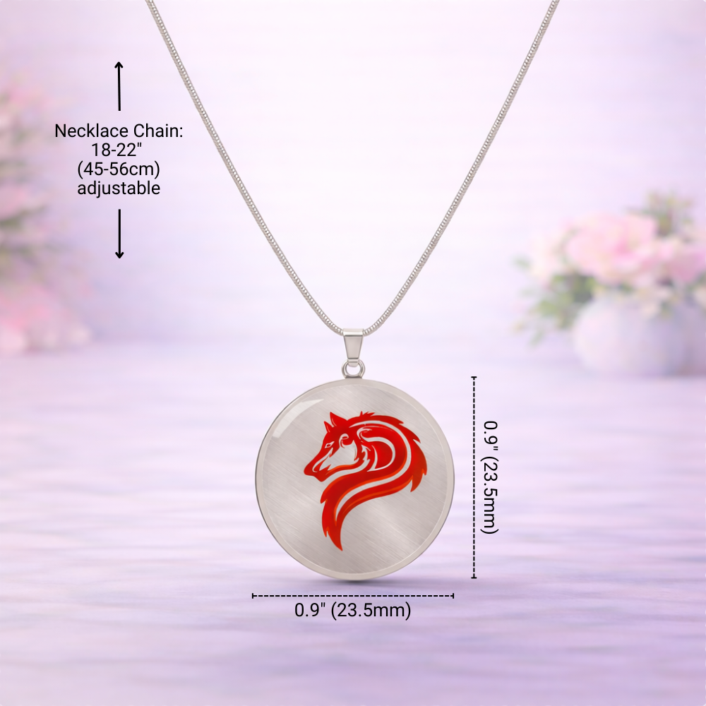 Luxury Circle Graphic Wolf Necklace – Symbol of Strength & Loyalty, Wolf Spirit Pendant, Meaningful Gift Jewelry for Her