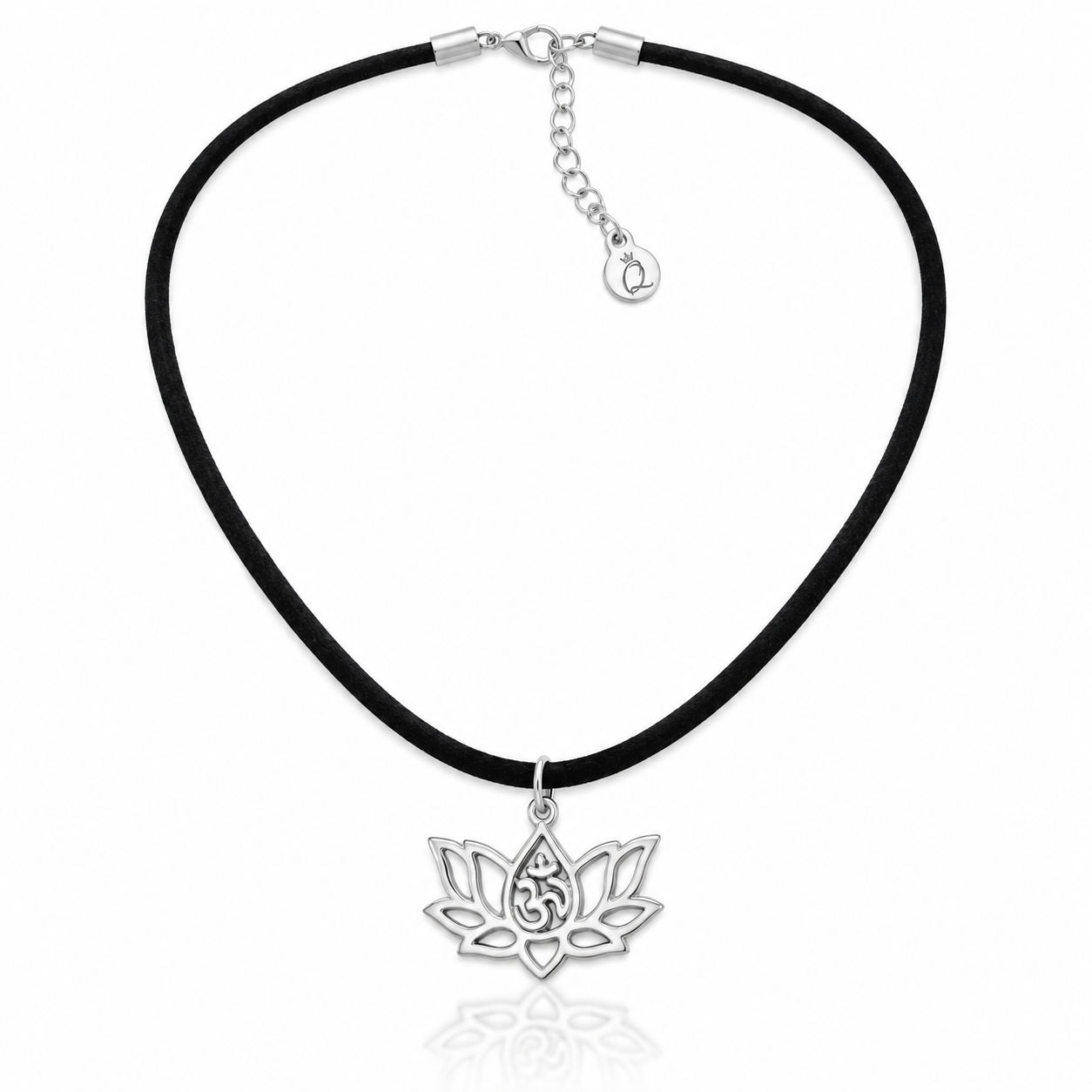 Adalynn Yoga Jewelry, Lotus Flower and Om Symbol Pendant Choker Necklace, Gifts for Women