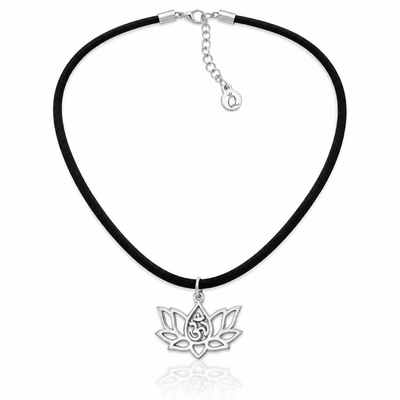 Adalynn Yoga Jewelry, Lotus Flower and Om Symbol Pendant Choker Necklace, Gifts for Women
