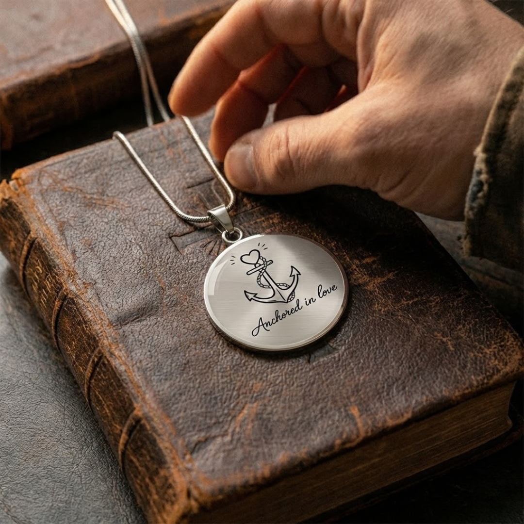 Anchored in Love Necklace – Faith, Hope & Strength Anchor Pendant (Hebrews 6:19)