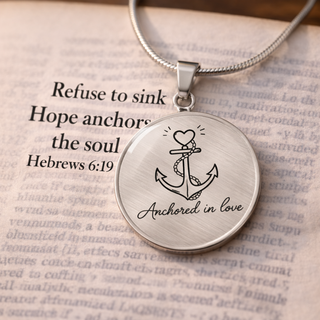 Anchored in Love Necklace – Faith, Hope & Strength Anchor Pendant (Hebrews 6:19)