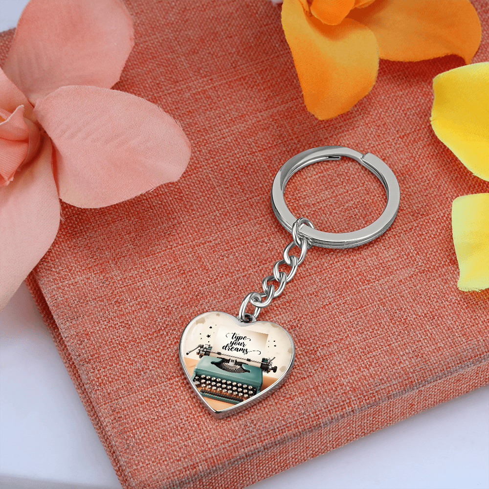 Retro typewriter keychain inspirational gift