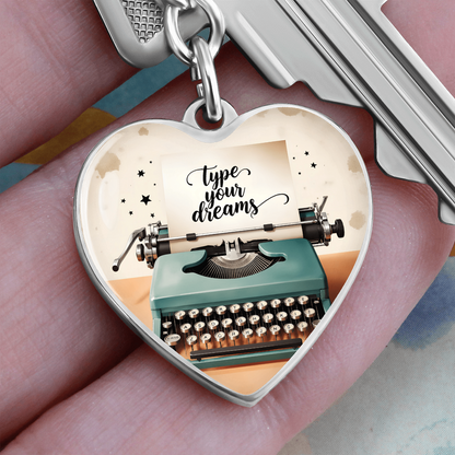 Typewriter graphic keychain for students