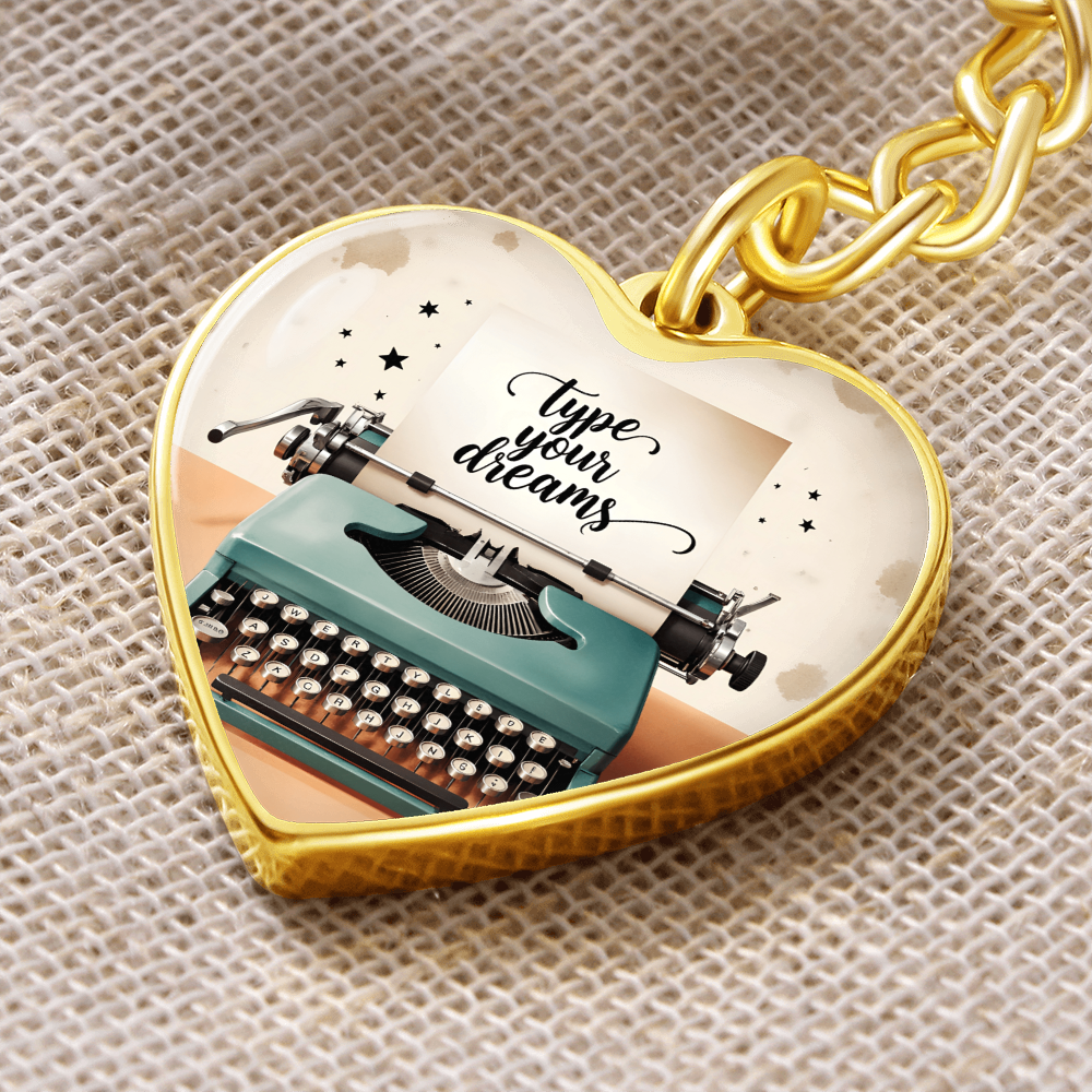 Dreamer gift keychain with vintage typewriter