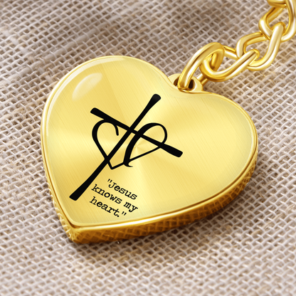Jesus Knows My Heart: Keychain – Christian Comfort Key Ring | For When You Feel Unseen or Unheard | Heart + Cross Graphic Curb-Chain Keychain