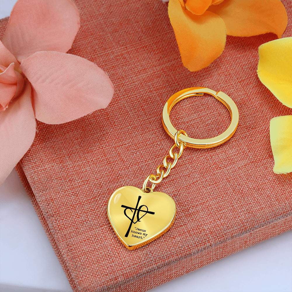 Jesus Knows My Heart: Keychain – Christian Comfort Key Ring | For When You Feel Unseen or Unheard | Heart + Cross Graphic Curb-Chain Keychain