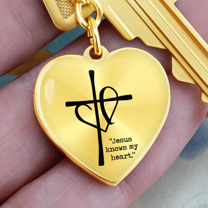 Jesus Knows My Heart: Keychain – Christian Comfort Key Ring | For When You Feel Unseen or Unheard | Heart + Cross Graphic Curb-Chain Keychain