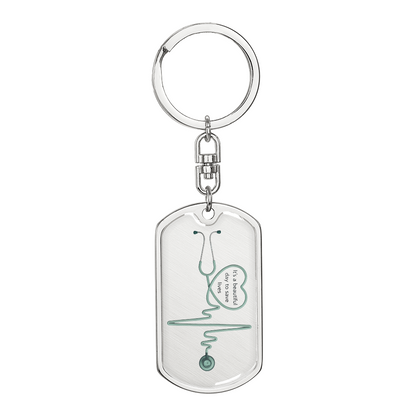 Stethoscope heart dog tag keychain for nurses
