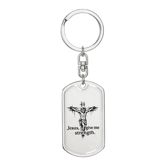 Jesus, Give Me Strength: Dog Tag Keychain – Encouragement Gift for Daily Battles, Anxiety & Hard Days