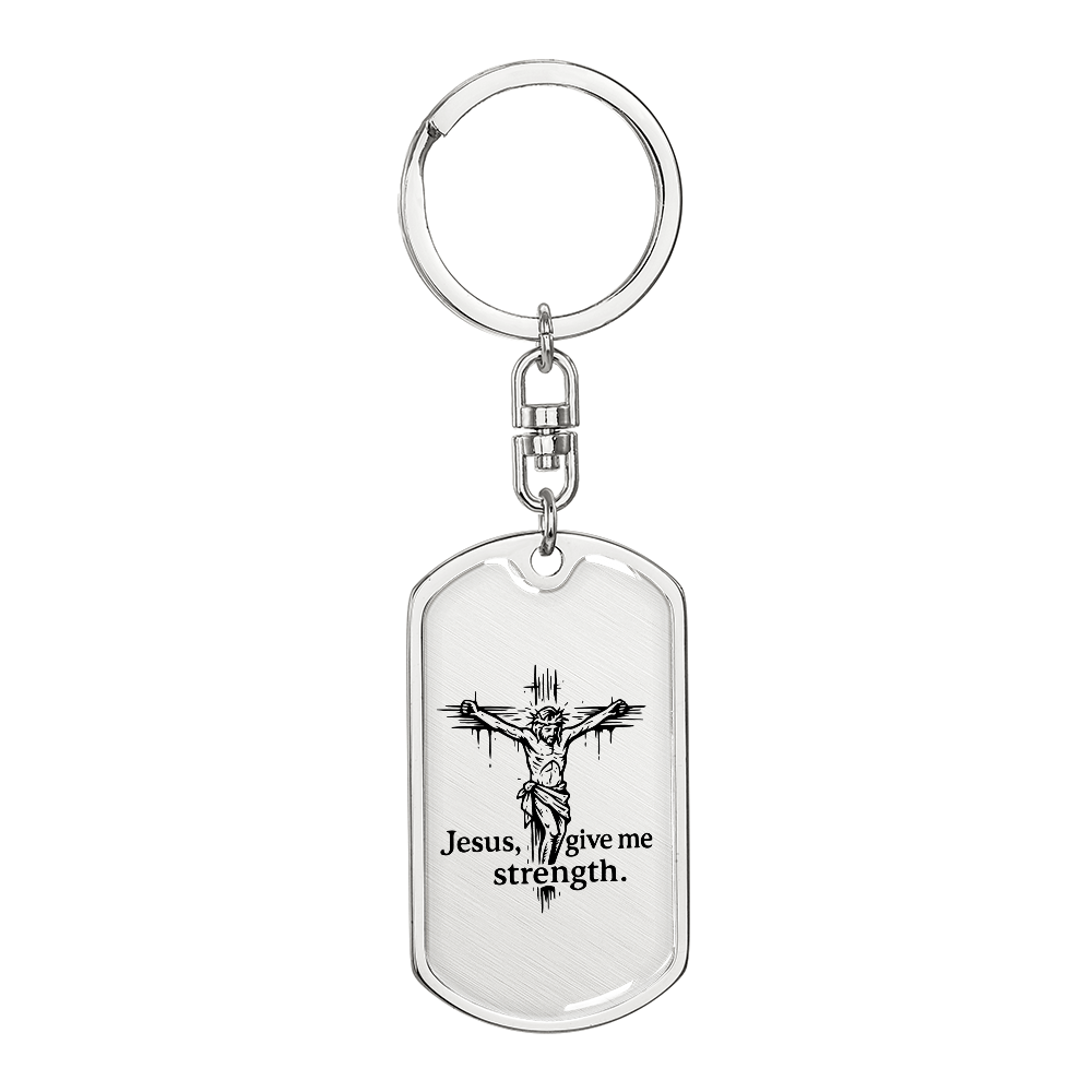 Jesus, Give Me Strength: Dog Tag Keychain – Encouragement Gift for Daily Battles, Anxiety & Hard Days