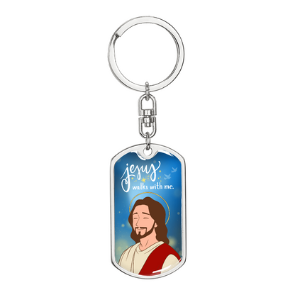 Jesus Walks With Me Dog Tag | Christian Keychain Gift | Faith Inspiration Tag | Religious Keepsake