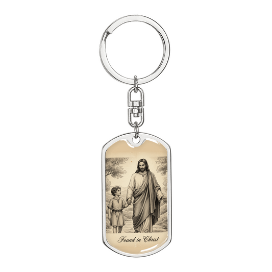 Premium “Found in Christ” Engraved Keychain – Christian Gift for Men, Women & Kids | Inspirational Faith Keychain | 18k Gold Finish