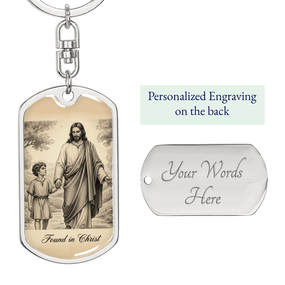 Premium “Found in Christ” Engraved Keychain – Christian Gift for Men, Women & Kids | Inspirational Faith Keychain | 18k Gold Finish